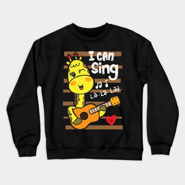 giraffe I can sing Crewneck Sweatshirt by Mako Design 